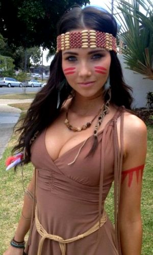 pink Girls Dressed in Hot Native American Outfits